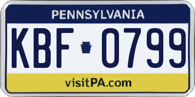 PA license plate KBF0799