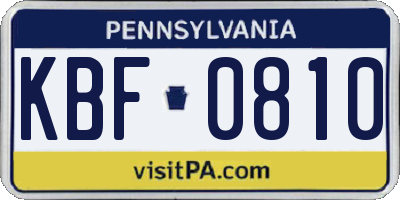 PA license plate KBF0810
