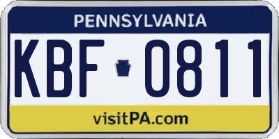 PA license plate KBF0811