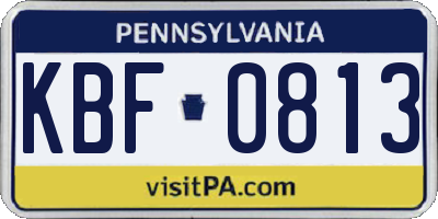 PA license plate KBF0813