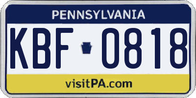 PA license plate KBF0818