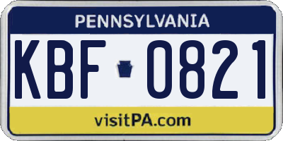 PA license plate KBF0821