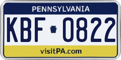 PA license plate KBF0822