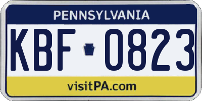 PA license plate KBF0823
