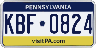 PA license plate KBF0824