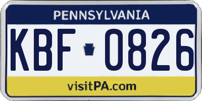 PA license plate KBF0826