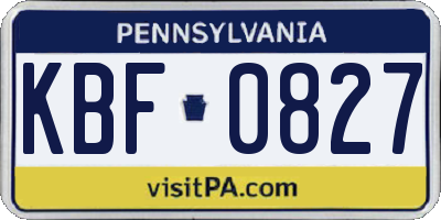 PA license plate KBF0827