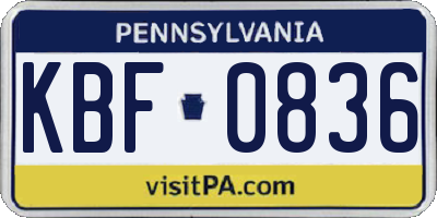 PA license plate KBF0836