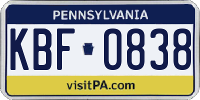 PA license plate KBF0838