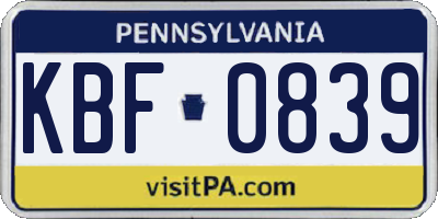 PA license plate KBF0839