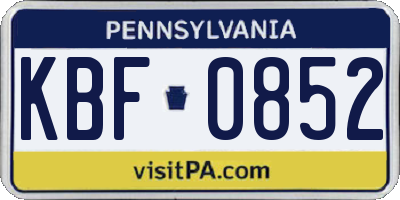 PA license plate KBF0852