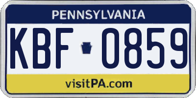PA license plate KBF0859