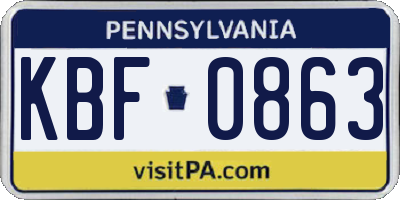 PA license plate KBF0863