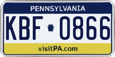PA license plate KBF0866