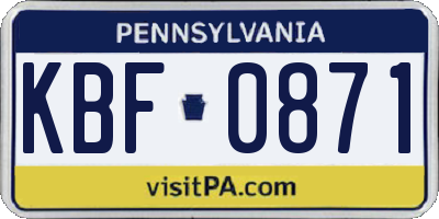 PA license plate KBF0871
