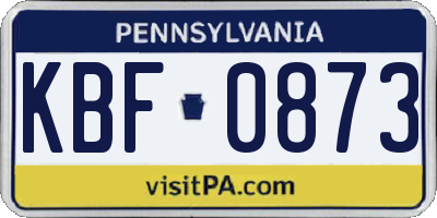 PA license plate KBF0873