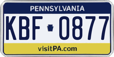 PA license plate KBF0877