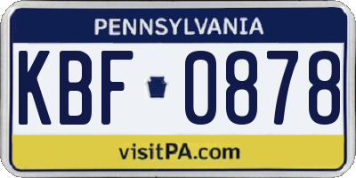 PA license plate KBF0878