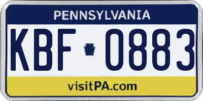 PA license plate KBF0883