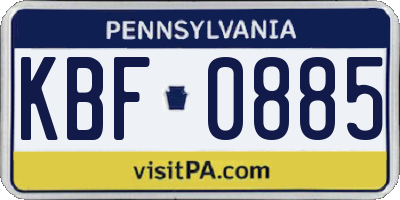 PA license plate KBF0885