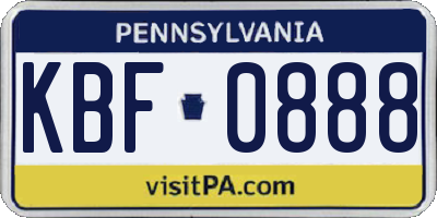 PA license plate KBF0888