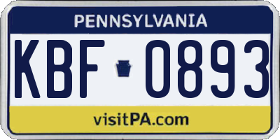 PA license plate KBF0893