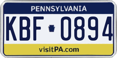 PA license plate KBF0894