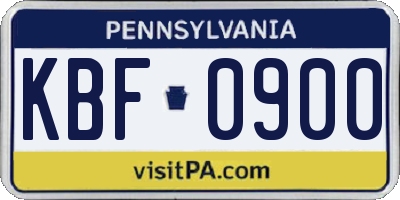 PA license plate KBF0900