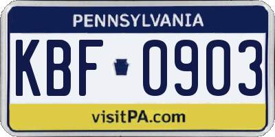 PA license plate KBF0903