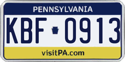PA license plate KBF0913