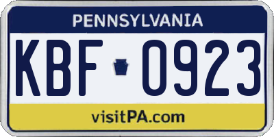 PA license plate KBF0923