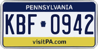 PA license plate KBF0942