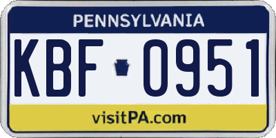 PA license plate KBF0951