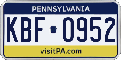 PA license plate KBF0952