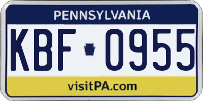 PA license plate KBF0955