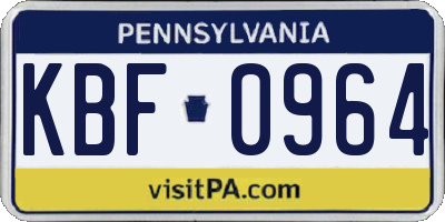 PA license plate KBF0964