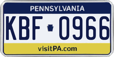 PA license plate KBF0966