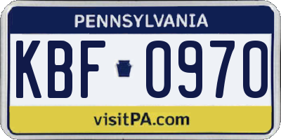 PA license plate KBF0970