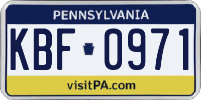 PA license plate KBF0971