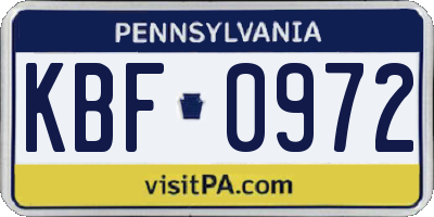 PA license plate KBF0972