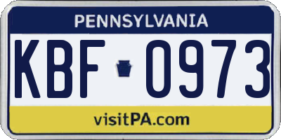 PA license plate KBF0973