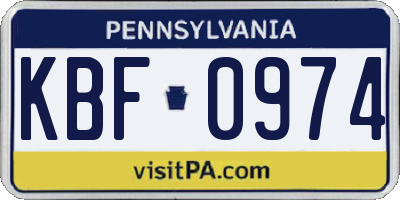 PA license plate KBF0974