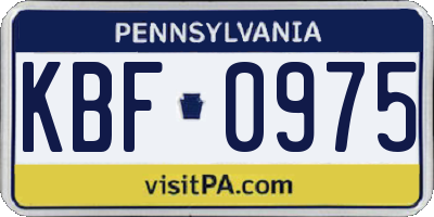 PA license plate KBF0975