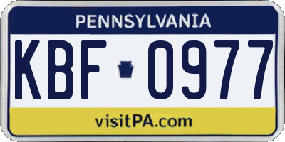 PA license plate KBF0977