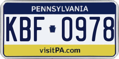 PA license plate KBF0978