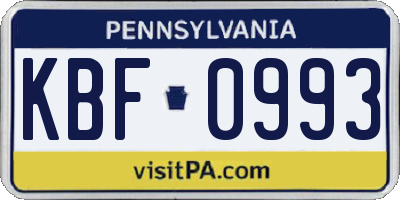 PA license plate KBF0993