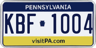 PA license plate KBF1004