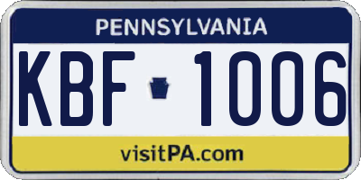 PA license plate KBF1006