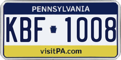 PA license plate KBF1008