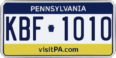 PA license plate KBF1010